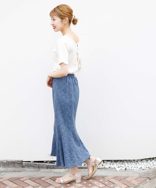 flower(フラワー)の「プレイフルレーススカート(スカート・レディース・アイボリー/ブルー/ピンク・FREE)」の17枚目の写真