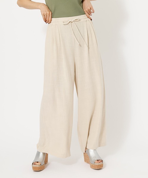 AZUL by moussy（アズールバイマウジー）の「LINEN WIDE PANTS/リネンワイドパンツ（その他パンツ・レディース・キャメル/ブラック/ライトベージュ・SMALL/MEDIUM）」の2枚目の写真