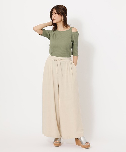 AZUL by moussy（アズールバイマウジー）の「LINEN WIDE PANTS/リネンワイドパンツ（その他パンツ・レディース・キャメル/ブラック/ライトベージュ・SMALL/MEDIUM）」の16枚目の写真