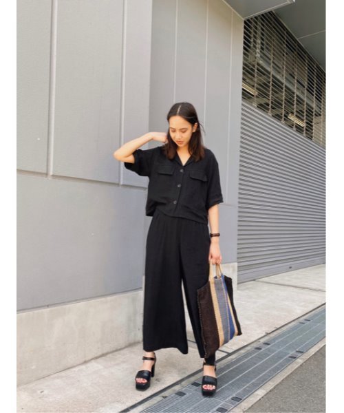 AZUL by moussy（アズールバイマウジー）の「LINEN WIDE PANTS/リネンワイドパンツ（その他パンツ・レディース・キャメル/ブラック/ライトベージュ・SMALL/MEDIUM）」の6枚目の写真