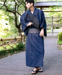 ADMIX/ATELIER SAB MEN | 【４点セット】しじら織り浴衣 帯 下駄 扇子 4点セット(浴衣)