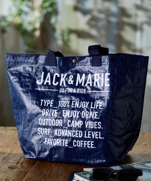 JACK & MARIE（ジャックアンドマリー）の「JACK & MARIE フリートートバックﾞS TP（トートバッグ・レディース・ホワイト/ネイビー/ブルー系その他/ブラック・ONE SIZE）」の3枚目の写真