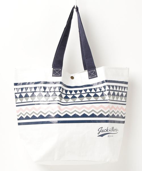 JACK & MARIE（ジャックアンドマリー）の「JACK & MARIE フリートートバックﾞS TP（トートバッグ・レディース・ホワイト/ネイビー/ブルー系その他/ブラック・ONE SIZE）」の7枚目の写真