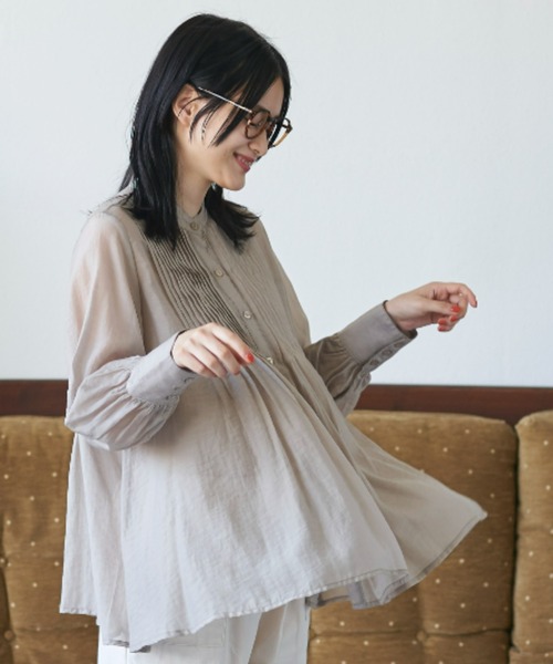 Libra Cue（リブラ キュー）の「ピンタックシアーブラウス（シャツ/ブラウス・レディース・ホワイト/ブラック/グレー/ピンク/グリーン・FREE）」の3枚目の写真