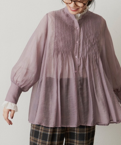 Libra Cue（リブラ キュー）の「ピンタックシアーブラウス（シャツ/ブラウス・レディース・ホワイト/ブラック/グレー/ピンク/グリーン・FREE）」の5枚目の写真