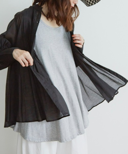 Libra Cue（リブラ キュー）の「ピンタックシアーブラウス（シャツ/ブラウス・レディース・ホワイト/ブラック/グレー/ピンク/グリーン・FREE）」の20枚目の写真