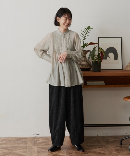 Libra Cue（リブラ キュー）の「ピンタックシアーブラウス（シャツ/ブラウス・レディース・ホワイト/ブラック/グレー/ピンク/グリーン・FREE）」の13枚目の写真