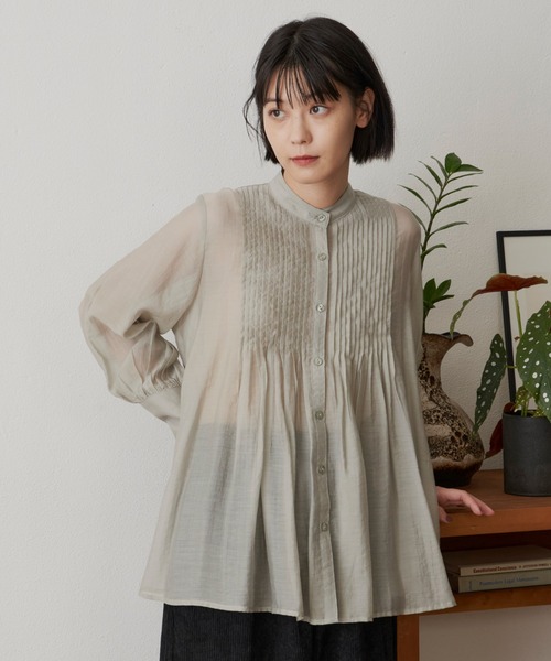 Libra Cue（リブラ キュー）の「ピンタックシアーブラウス（シャツ/ブラウス・レディース・ホワイト/ブラック/グレー/ピンク/グリーン・FREE）」の16枚目の写真