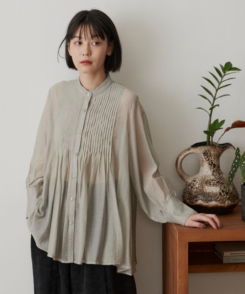 Libra Cue（リブラ キュー）の「ピンタックシアーブラウス（シャツ/ブラウス・レディース・ホワイト/ブラック/グレー/ピンク/グリーン・FREE）」の14枚目の写真