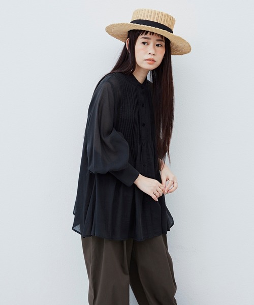 ブラウス シャツ シャリ感シアーピンタックブラウス レディース STYLE DELI ブラウス シャツ シャリ感シアーピンタックブラウス