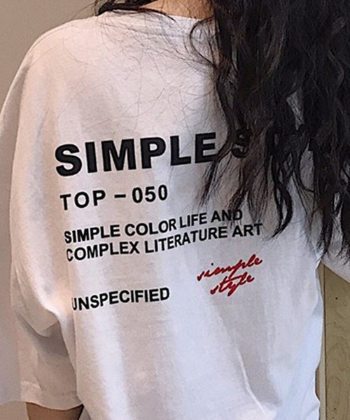 DAY CLOSET(デイ クローゼット)の「レディース バックプリントビッグシルエットラウンドネックトップス(Tシャツ/カットソー・レディース・ホワイト/ブラック/イエロー・M/L/XL/2XL)」の6枚目の写真