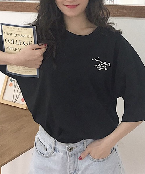 DAY CLOSET(デイ クローゼット)の「レディース バックプリントビッグシルエットラウンドネックトップス(Tシャツ/カットソー・レディース・ホワイト/ブラック/イエロー・M/L/XL/2XL)」の7枚目の写真