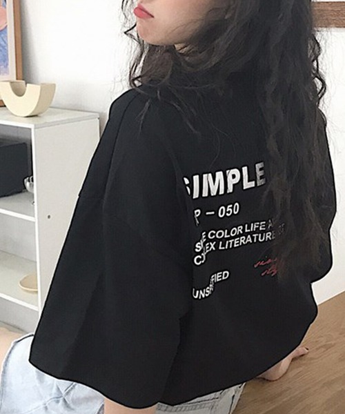 DAY CLOSET(デイ クローゼット)の「レディース バックプリントビッグシルエットラウンドネックトップス(Tシャツ/カットソー・レディース・ホワイト/ブラック/イエロー・M/L/XL/2XL)」の8枚目の写真