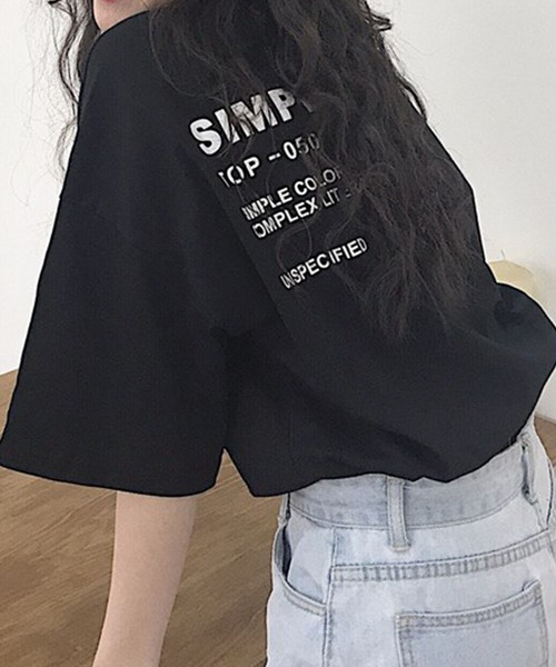 DAY CLOSET(デイ クローゼット)の「レディース バックプリントビッグシルエットラウンドネックトップス(Tシャツ/カットソー・レディース・ホワイト/ブラック/イエロー・M/L/XL/2XL)」の9枚目の写真