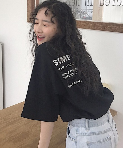DAY CLOSET(デイ クローゼット)の「レディース バックプリントビッグシルエットラウンドネックトップス(Tシャツ/カットソー・レディース・ホワイト/ブラック/イエロー・M/L/XL/2XL)」の10枚目の写真