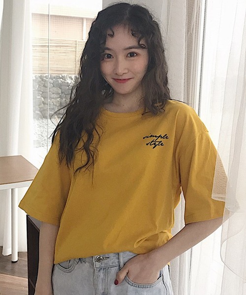 DAY CLOSET(デイ クローゼット)の「レディース バックプリントビッグシルエットラウンドネックトップス(Tシャツ/カットソー・レディース・ホワイト/ブラック/イエロー・M/L/XL/2XL)」の13枚目の写真