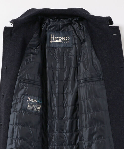 新品タグ付/XL ステンカラーコート HERNO ナイロン ネイビー 伸縮性