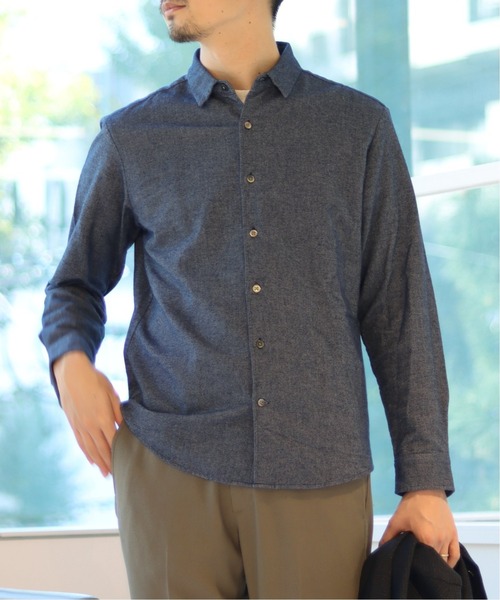 417 EDIFICE（フォーワンセブンエディフィス）の「メランジ シャギーネル レギュラーカラーシャツ（シャツ/ブラウス・メンズ・カーキ/ネイビー/チャコールグレー/ホワイト/グリーン・SMALL/MEDIUM/LARGE/X-LARGE）」の5枚目の写真