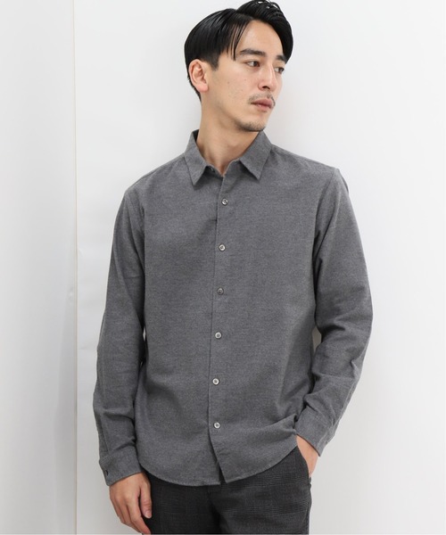 417 EDIFICE（フォーワンセブンエディフィス）の「メランジ シャギーネル レギュラーカラーシャツ（シャツ/ブラウス・メンズ・カーキ/ネイビー/チャコールグレー/ホワイト/グリーン・SMALL/MEDIUM/LARGE/X-LARGE）」の2枚目の写真