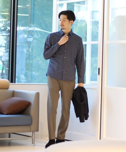 417 EDIFICE（フォーワンセブンエディフィス）の「メランジ シャギーネル レギュラーカラーシャツ（シャツ/ブラウス・メンズ・カーキ/ネイビー/チャコールグレー/ホワイト/グリーン・SMALL/MEDIUM/LARGE/X-LARGE）」の7枚目の写真