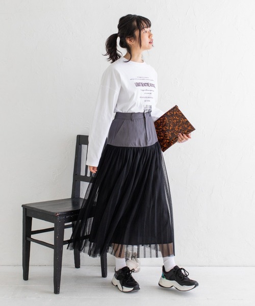 Mysa&Liina（ミーサリーナ）の「ウエストヨークフレアスカート（スカート・レディース・チャコールグレー/ベージュ/ブラウン・M）」の2枚目の写真