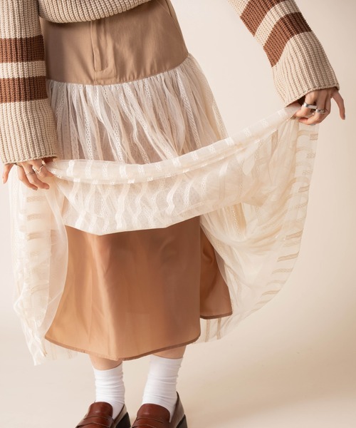Mysa&Liina（ミーサリーナ）の「ウエストヨークフレアスカート（スカート・レディース・チャコールグレー/ベージュ/ブラウン・M）」の7枚目の写真