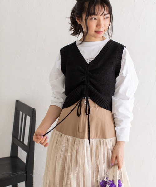 Mysa&Liina（ミーサリーナ）の「ウエストヨークフレアスカート（スカート・レディース・チャコールグレー/ベージュ/ブラウン・M）」の11枚目の写真