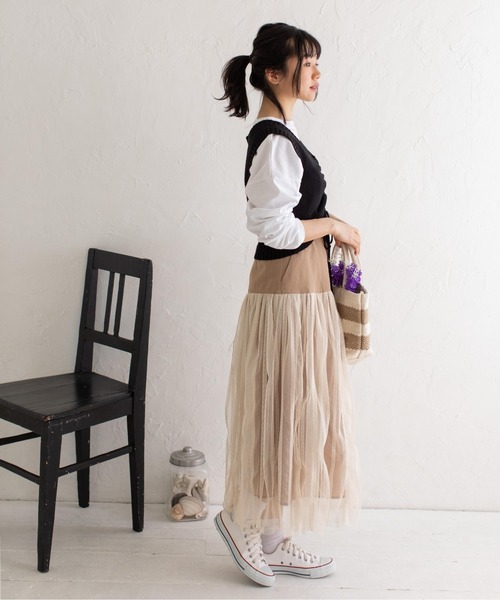 Mysa&Liina（ミーサリーナ）の「ウエストヨークフレアスカート（スカート・レディース・チャコールグレー/ベージュ/ブラウン・M）」の12枚目の写真