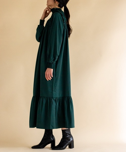 ottilie（オティーリエ）の「シャーリングワンピース（ワンピース・レディース・ブラウン/グリーン・FREE）」の13枚目の写真