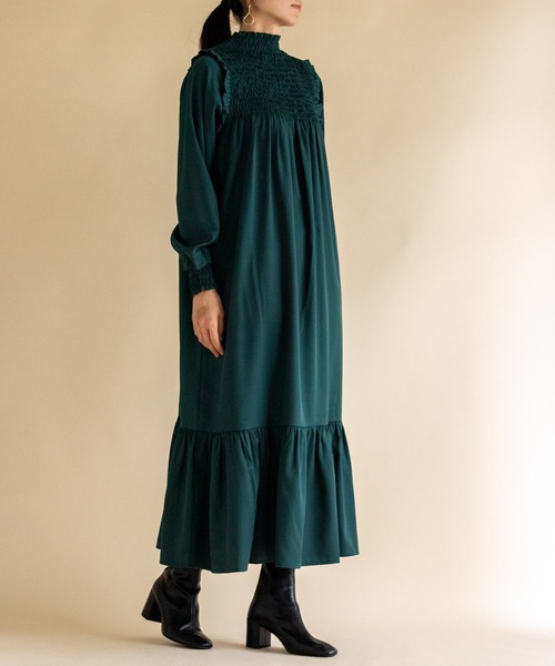 ottilie（オティーリエ）の「シャーリングワンピース（ワンピース・レディース・ブラウン/グリーン・FREE）」の14枚目の写真