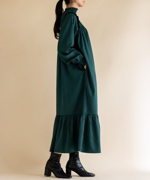 ottilie（オティーリエ）の「シャーリングワンピース（ワンピース・レディース・ブラウン/グリーン・FREE）」の15枚目の写真