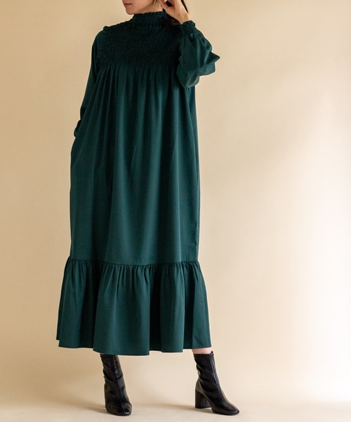 ottilie（オティーリエ）の「シャーリングワンピース（ワンピース・レディース・ブラウン/グリーン・FREE）」の11枚目の写真