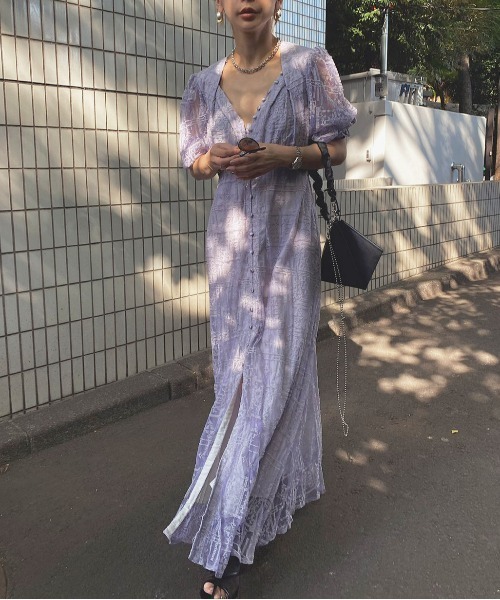 Ameri（アメリ）の「MEDI PALACE EMBROIDERY DRESS（ワンピース・レディース・アイボリー/パープル/ミント・MEDIUM/SMALL）」の14枚目の写真