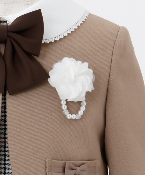 【120】エルアンノアール アンサンブル フォーマル ブラウン ベージュ 花柄 格子柄アンサンブル（スーツセット）｜CHOPIN（ショパン）の