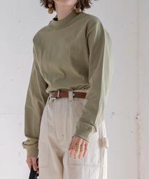 coen | UVカット機能付きUSAコットンモックネックロングスリーTシャツ(Tシャツ/カットソー)