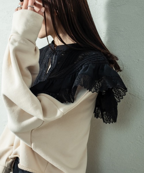 mystic（ミスティック）の「ヴィンテージレース付け襟（付け襟・レディース・オフホワイト/ブラック・FREE）」の7枚目の写真