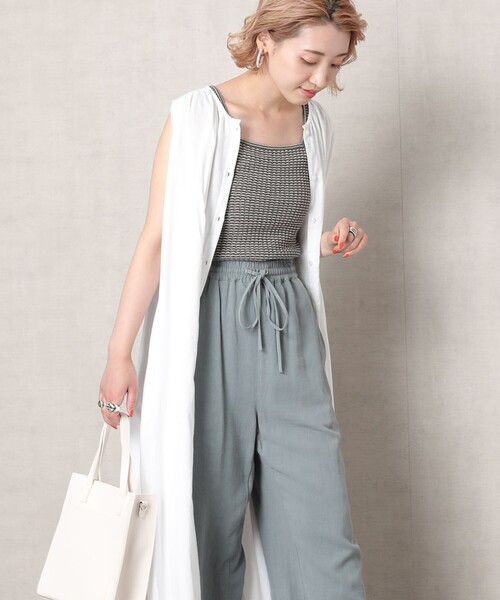 FREAK'S STORE（フリークスストア）の「▽【WEB限定】インドノースリーブフレアワンピース(シャツワンピース)（シャツワンピース・レディース・ホワイト/ブラック/ベージュ/ピンク/ブルーグリーン・ﾌﾘ-）」の6枚目の写真