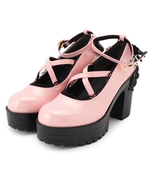 cs T&P(シーエスティーアンドピー)の「◆キラキラハート付きパンプス(パンプス・レディース・ブラック系1/ダークブラウン系1/ピンク系6・S/M/L/LL)」の3枚目の写真