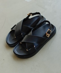 Birthday room | 厚底 クロスストラップ ラバー ベルト フラット サンダル(サンダル)