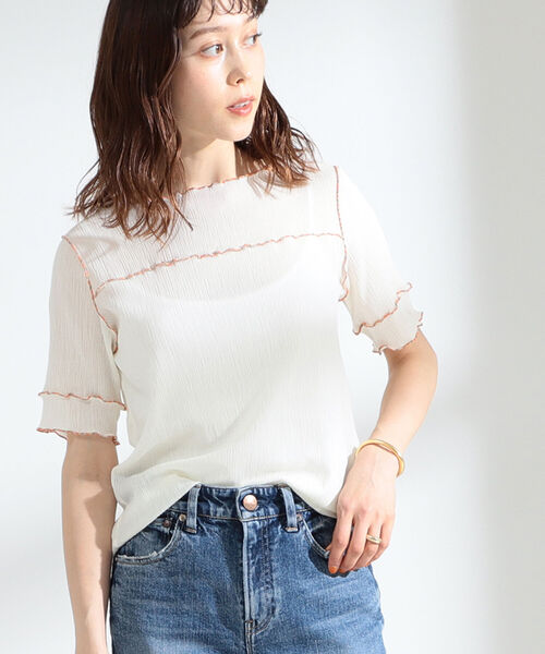 Ray BEAMS（レイビームス）の「Ray BEAMS / ヨウリュウ 配色 メロー Tシャツ（Tシャツ/カットソー・レディース・ライトブルー/ブラック/オフホワイト・ONE SIZE）」の2枚目の写真