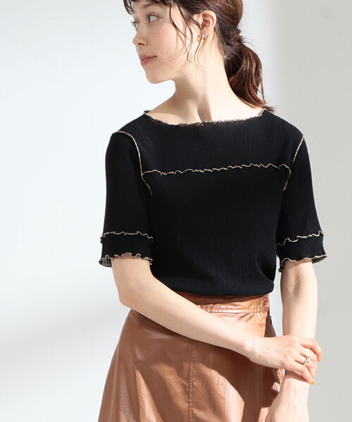 Ray BEAMS（レイビームス）の「Ray BEAMS / ヨウリュウ 配色 メロー Tシャツ（Tシャツ/カットソー・レディース・ライトブルー/ブラック/オフホワイト・ONE SIZE）」の11枚目の写真