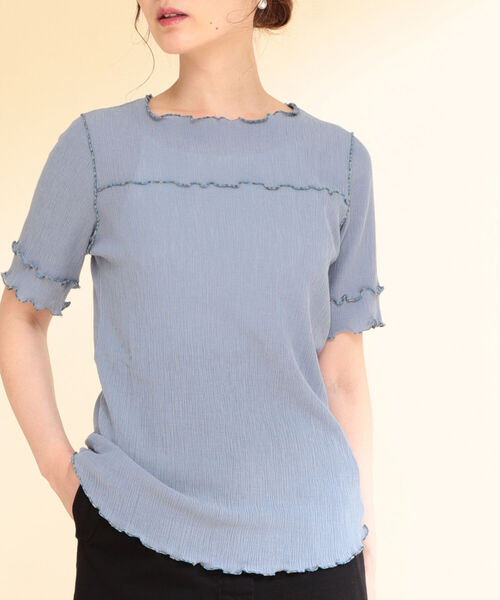 Ray BEAMS（レイビームス）の「Ray BEAMS / ヨウリュウ 配色 メロー Tシャツ（Tシャツ/カットソー・レディース・ライトブルー/ブラック/オフホワイト・ONE SIZE）」の16枚目の写真