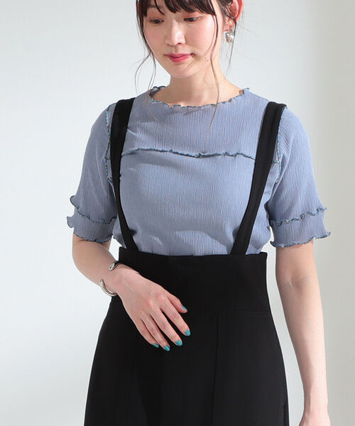 Ray BEAMS（レイビームス）の「Ray BEAMS / ヨウリュウ 配色 メロー Tシャツ（Tシャツ/カットソー・レディース・ライトブルー/ブラック/オフホワイト・ONE SIZE）」の20枚目の写真