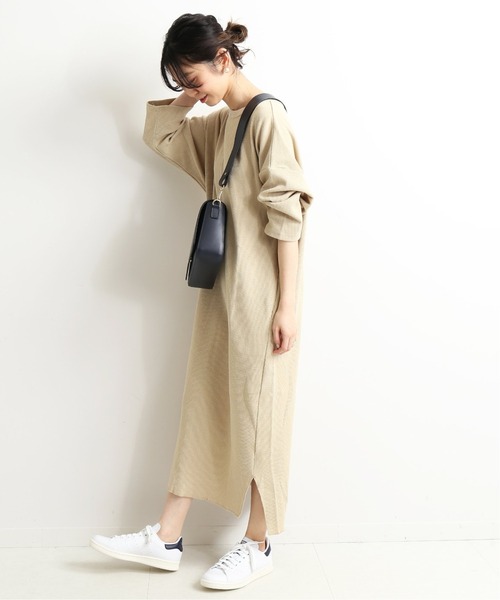 SLOBE IENA(スローブイエナ)の「コットンサーマルワンピース【手洗い可能】◆(ワンピース・レディース・チャコールグレー/ベージュ/ブラック・FREE)」の17枚目の写真