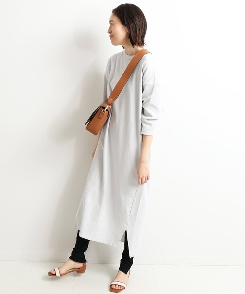 SLOBE IENA(スローブイエナ)の「コットンサーマルワンピース【手洗い可能】◆(ワンピース・レディース・チャコールグレー/ベージュ/ブラック・FREE)」の10枚目の写真