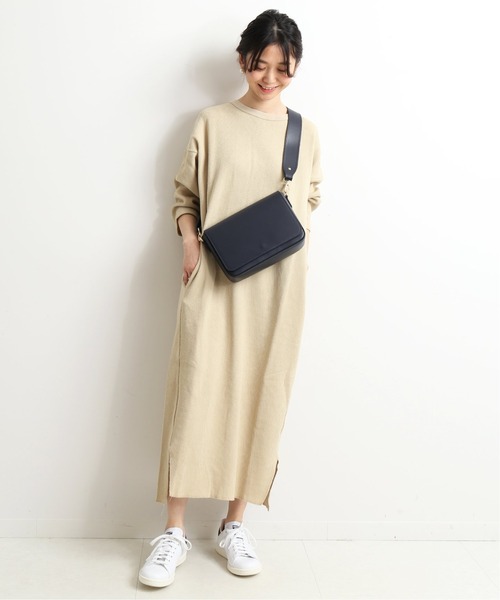 SLOBE IENA(スローブイエナ)の「コットンサーマルワンピース【手洗い可能】◆(ワンピース・レディース・チャコールグレー/ベージュ/ブラック・FREE)」の6枚目の写真