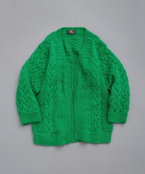 cardo fabrica（カルドファブリカ）の「ケーブル×透かし編みハンドニットＶネックカーディガン（カーディガン/ボレロ・レディース・グリーン・FREE）」の8枚目の写真