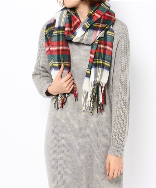 BEAUTY&YOUTH UNITED ARROWS(ビューティーアンドユースユナイテッドアローズ)の「BYBC チェックストール ◆(ストール/ショール・レディース・ホワイト/ワインレッド/ダークグリーン・フリー)」の5枚目の写真