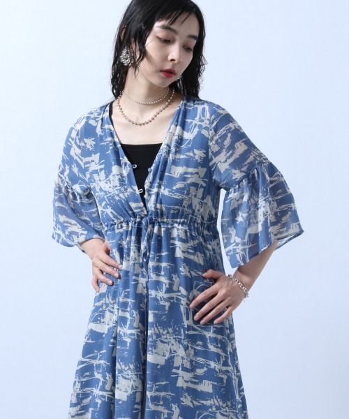 HARE（ハレ）の「シフォンガラワンピース(HARE)（ワンピース・レディース・ブラック/ブルー・FREE）」の9枚目の写真