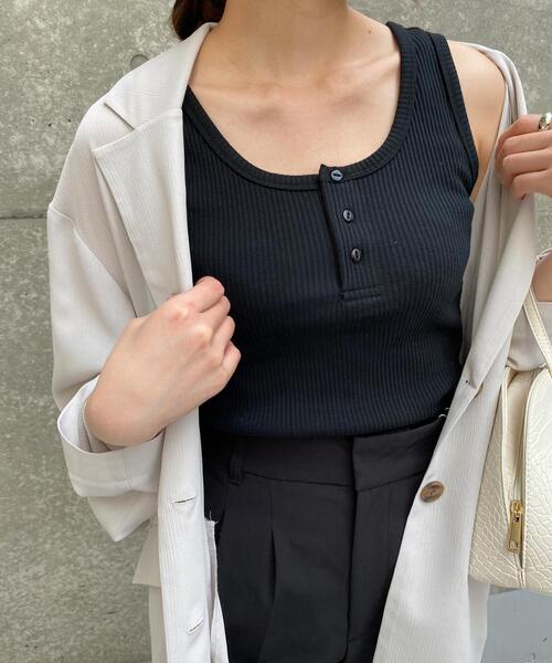 INGNI（イング）の「ヘンリー／タンクトップ（タンクトップ・レディース・ブラック/アイボリー/ライトブラウン/ミント・M）」の10枚目の写真